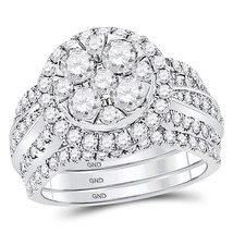14kt White Gold Round Diamond 3-Piece Bridal Wedding Ring Band Set 2-1/2 Ctw - $3,998.00
