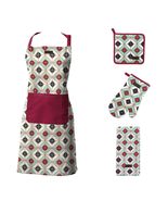 EVIDECO French Home Goods 4-Piece Geometric Kitchen Linen Set: Apron Ove... - £33.72 GBP+