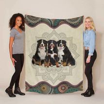 Funny Bernese Mountain Dog Mandala Floral Blanket Christmas Gift For Dogs Lover - £45.79 GBP+