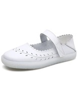 Ladies Leather Mary Janes Nurse Shoes Woman White Flats slip on lolita S... - £22.94 GBP