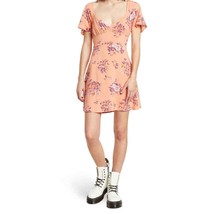 Abound Womens Skater Dress Orange Bouquet Floral V Neck Short Sleeve Plus 2X New - £17.76 GBP
