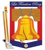 Freedom Bell - Applique Decorative Pole Bracket House Flag Set HS111048-P2 - $64.97