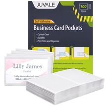 100 Pack Clear Pocket Business Card Holders, Bulk Self-Adhesive Sleeves,... - £24.31 GBP