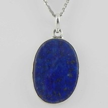 925 Argent Sterling Lapis Lazuli Pierre Précieuse Main Pendentif Elle Ferme Gift - £40.97 GBP