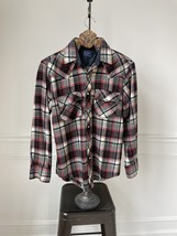 Vintage JCPenney Men’s Western Plaid Snap Front Shirt Red Black Grey M - $456.17 MXN