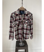 Vintage JCPenney Men’s Western Plaid Snap Front Shirt Red Black Grey M - €21,01 EUR