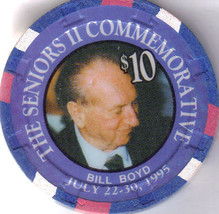 1995 THE SENIORS II Commemorative BILL BOYD $10 Oceanside Card Casino Chip - $7.95