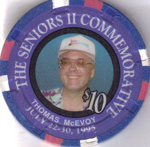 1995 The Seniors Ii Commemorative Thomas Mc Evoy $10 Oceanside Card Casino Chip - £6.20 GBP