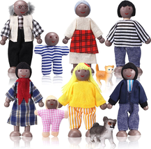 10 Pcs Wooden Dollhouse Family Set of 8 Mini People Figures and 2 Pets, Dollhous - £18.27 GBP