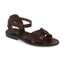 Jerusalem Sandals women&#39;s chloe leather adjustable sandal in Brown - £25.33 GBP+