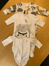 3 Months Preppy Boys One Piece Lot-4 Pcs White/Grey Giraffe Footie Asst Brands - £3.91 GBP