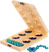 Wooden Mancala Board Game Set Larger Size Mancale Instructions Portable Travel B - £29.88 GBP