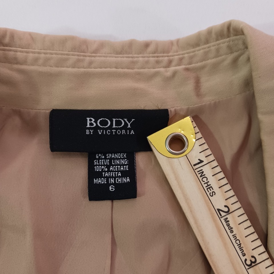 Body By Victoria Women’s Tan/Beige Cotton Blend Button Jacket Coat Size 6 Item image 4