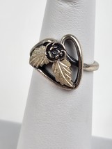 Vintage Wheeler Sterling Silver Ring Rose bud &amp; Leaves Heart shape Size 4 w/ tag - £23.03 GBP