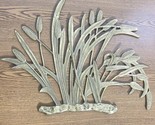 Vintage Solid Brass Hanging Grass Leaves Wheat MCM Sculpture Wall Hanging - $73.49