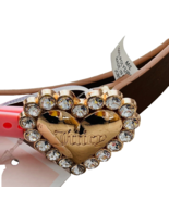 Juicy Couture Gold Toned Heart Rhinestone Tan Belt ( M / L ) - $549.83 MXN