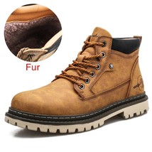  Men Winter Snow Boots Waterproof Leather Ankle Boots Fashion Super Warm Outdoor - £66.46 GBP
