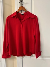 Women Red Shirt Size 6 Long Sleeve (Brand: Notations) Button Down Front - $27.00
