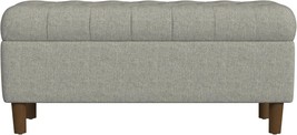 Homepop Home Decor | Tufted Ainsley Button Hinged Lid | Ottoman, Gray Woven - £120.46 GBP