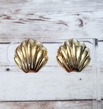 Vintage Napier Clip On Earrings - Gold Tone 7/8&quot; - Some Tarnish - £9.38 GBP