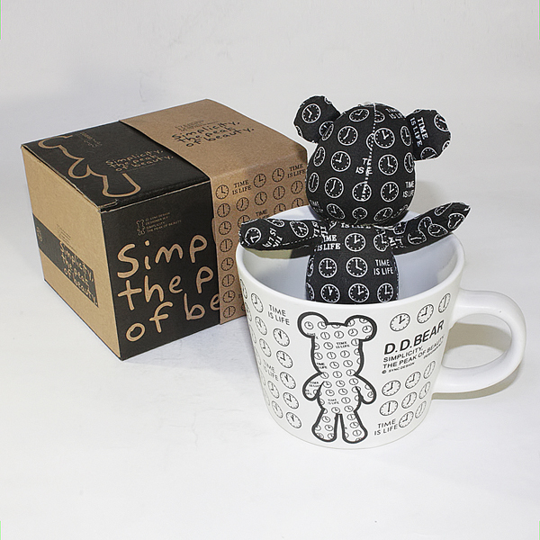 [Black Clock] Stuffed Bear Mug (3.3 inch height)