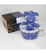 [Flower Blue] Stuffed Bear Mug (3.3 inch height) - £8.70 GBP