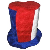 USA RED WHITE AND BLUE STRIPS PLUSH mens or womens DRESSUP PARTY HAT fel... - $9.03 CAD