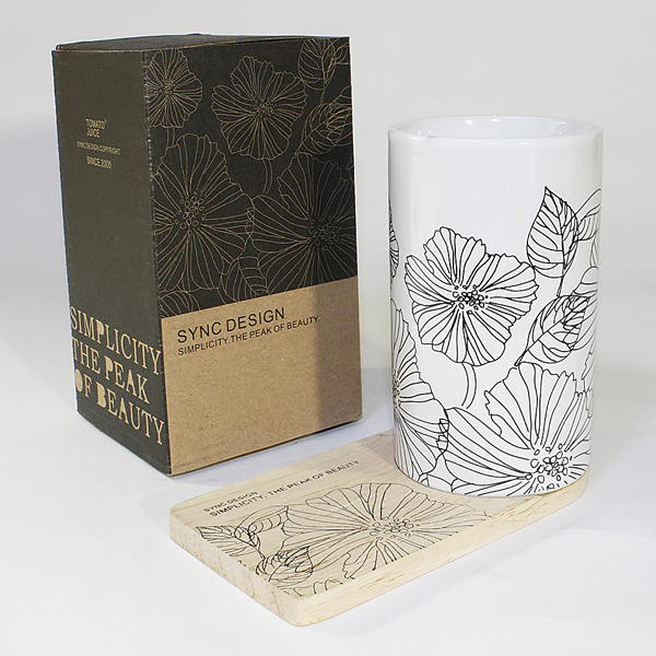 [Lotus Leaves] Graphic Mug Wood Coaster No Handle(4.4 inch height)