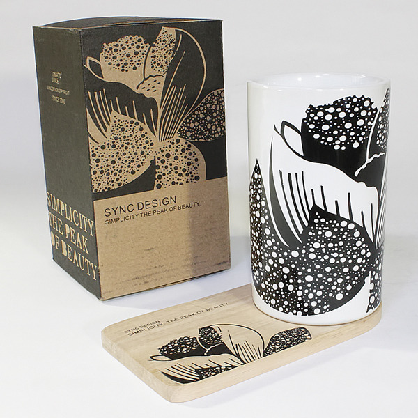 [Peony] Graphic Mug Wood Coaster No Handle(4.4 inch height)