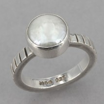 Janice Girardi Sterling Silver Bezel-Set Coin Pearl Stackable Ring Size 7 - $24.95