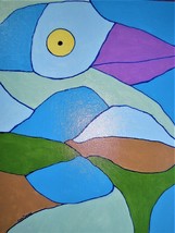 Painting Bird Original Signed Art Abstract Picasso Cubism By Artist Carla Dancey - £20.67 GBP