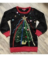 Christmas Tunic Sweater Christmas Tree Ribbon Small 33 Degrees Retail $60 - £13.71 GBP
