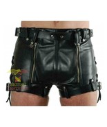 Men&#39;s Leather Chastity Shorts (Restraints) Bondage Fetish Play Leisure G... - $123.33 CAD
