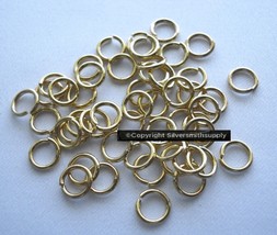 7mm Gold plated open 18 gauge jump rings perfect for bails pendants 50pcs FPJ087 - £1.55 GBP