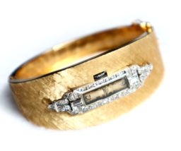 14k Solid Gold Iridium Platinum Watch Bracelet Diamond Antique Nastrix 17 Jewel - £2,831.70 GBP