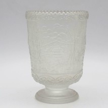 Vintage Fenton Art Glass White Carnival Christmas Farm Scene Vase Candle Holder - $34.64