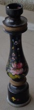 Beautiful Vintage Wooden Pepper Grinder Candlestick - Tole Painted Design - NICE - £15.56 GBP