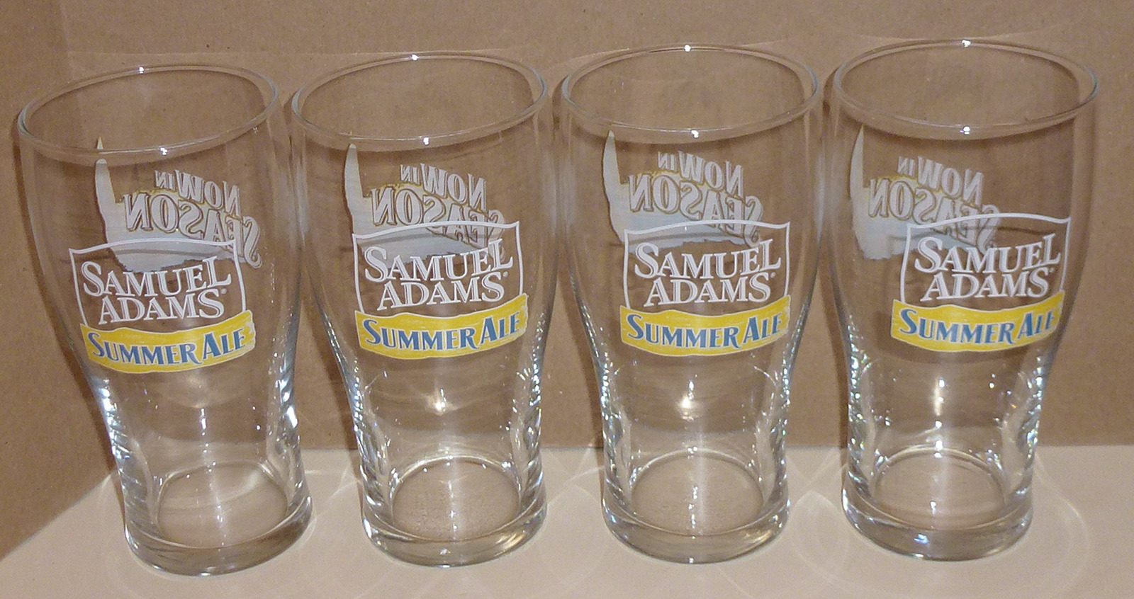 4 Samuel Adams SUMMER ALE Now In Season Logo Beer Pilsner 16 oz Glasses Tumblers - £31.63 GBP
