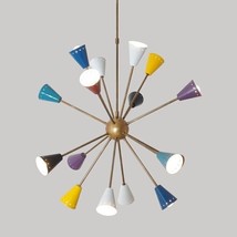 Stilnovo Style Modern Brass 16 Lights Colorful Sputnik Chandelier Handmade Lamp - £405.31 GBP