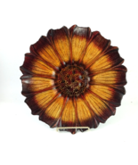 Sunflower Round Decorative Glass Platter Gold Tone Petals 11&quot; MINT Condi... - £23.65 GBP
