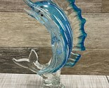 Murano Italy Glass 10&quot; Sailfish Marlin Swordfish Blue &amp; Clear ~ Hand Blown - $77.39