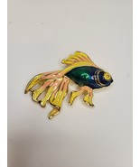 Green/Blue Gold Colored Fish Brooch - £15.06 GBP