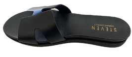 STEVEN by Steve Madden Natural Comfort Dana Leather Slide Sandal, Size 11, Black - £37.95 GBP