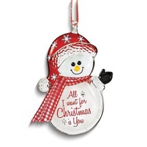 Glass Baron ALL I WANT FOR CHRISTMAS IS YOU Snowman Glass Figurine Ornament - $35.26