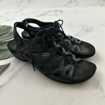 Abeo Womens Comfort Sandals Size 8 Black Leather Cage Strap Low Heel - $665.36 MXN