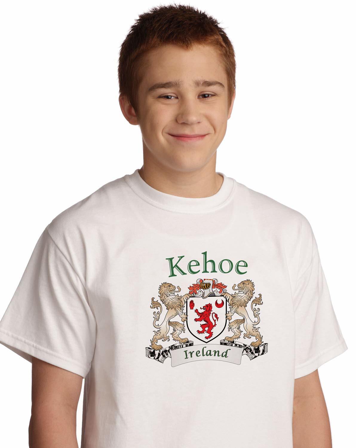 Kehoe Irish Coat of arms tee Shirt in White - $15.63+