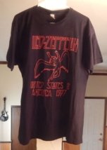 Led Zeppelin Swan Song United States Of America 1977 Red Print T Shirt S... - £15.61 GBP