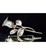 Vintage Sterling Rose Brooch 925 Sterling Rose Bud Small Pin Signed - £17.40 GBP
