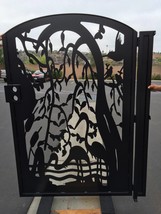 Bird Metal Gate, Custom Art Pedestrian Walk Thru Entry Steel Garden Design_36x60 - £1,038.36 GBP