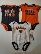 NFL Team Apparel Chicago Bears 3 Piece Bodysuit Set Size 3-6 M or 12M,18M NWT - £14.70 GBP